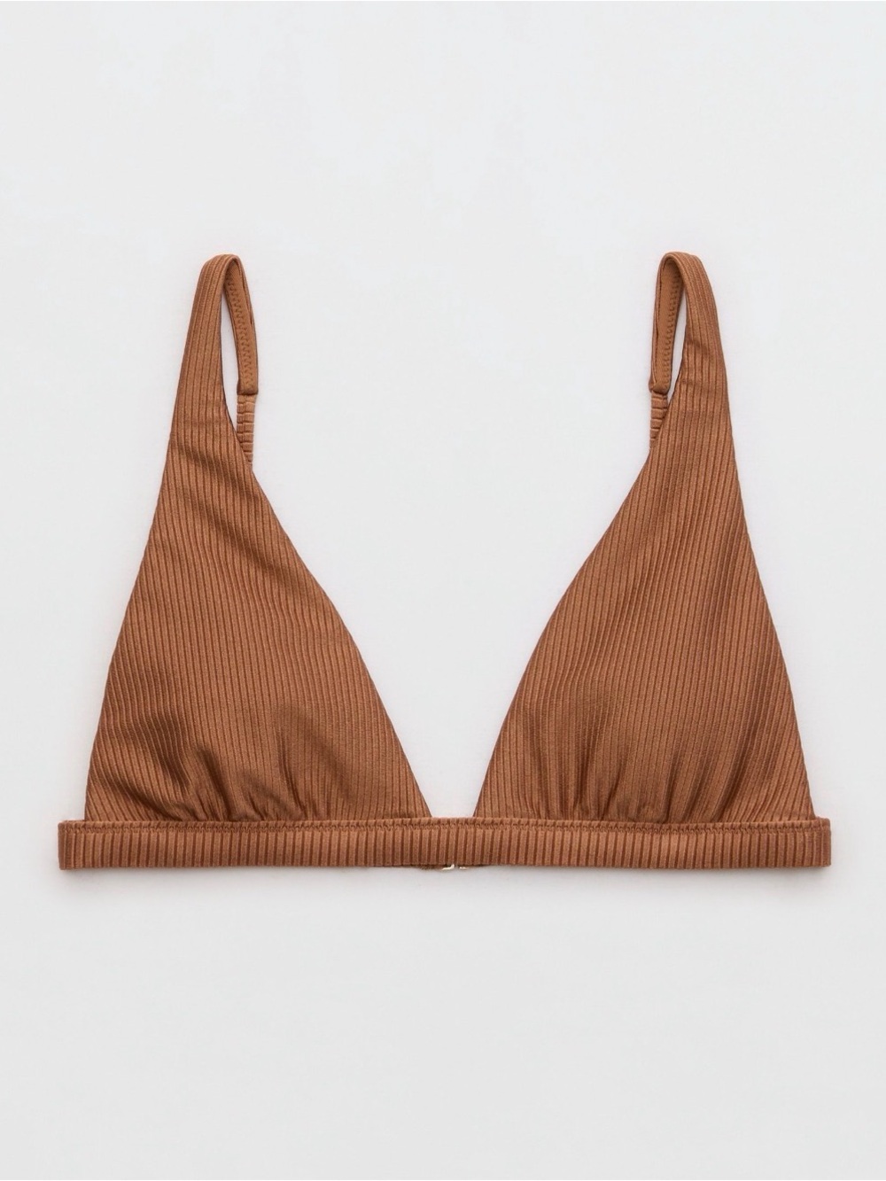Aerie Shine Rib Plunge Bikini Top - Large Horizon